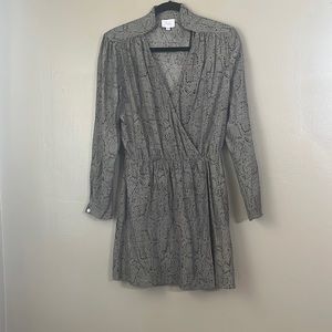 Parker Luxury 100% Silk Olive Green/Black Elastic Waist Wrap Dress Sz M